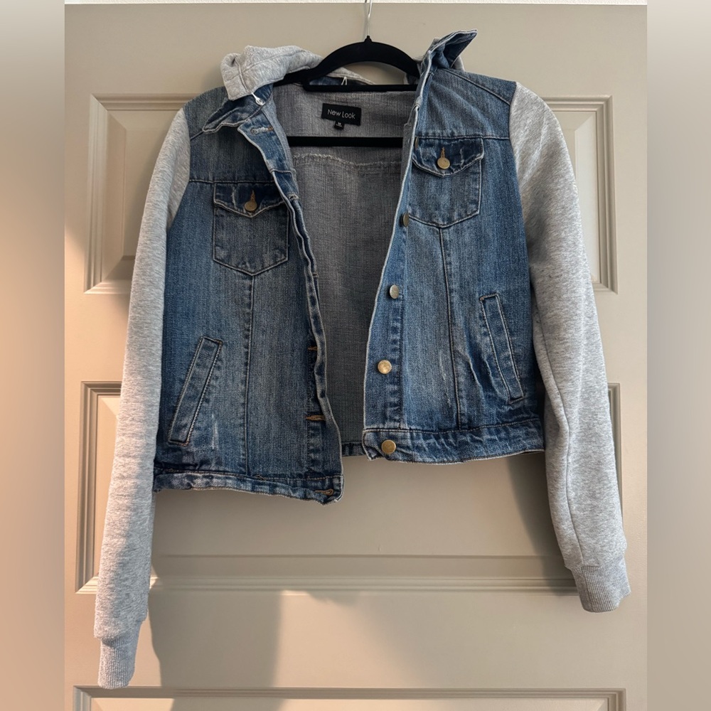Blue Jean Jacket with Gray Sleeves